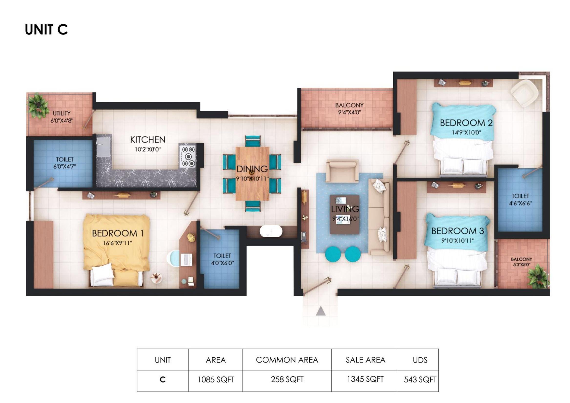 Chola Chandra Mallika, Unit C floor plan