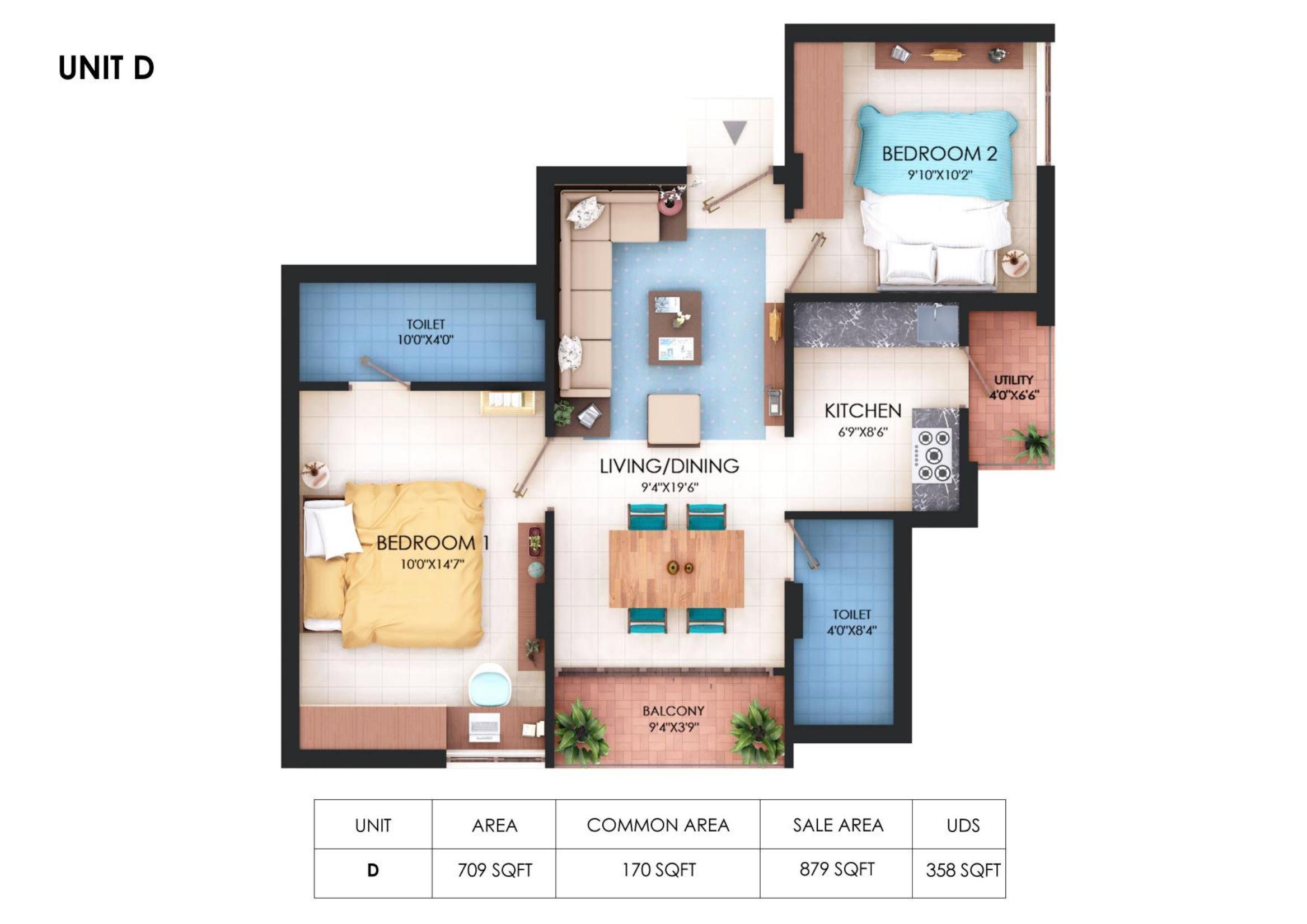 Chola Chandra Mallika, Unit D floor plan