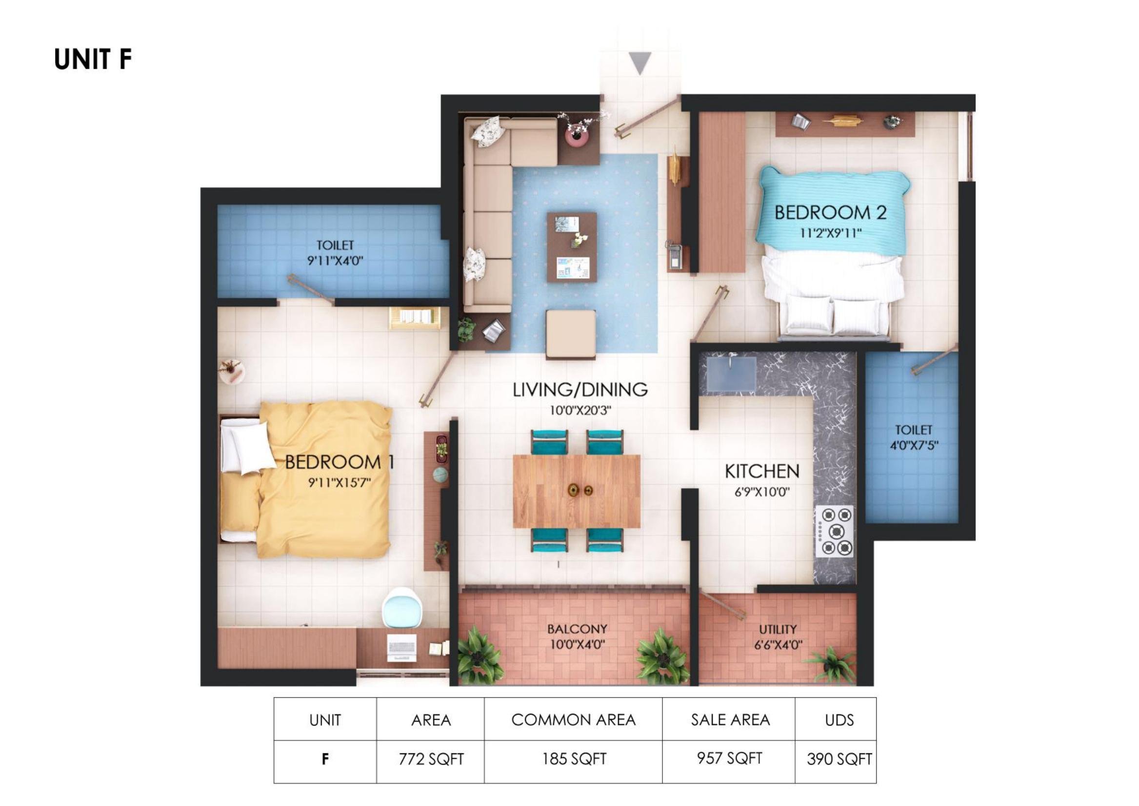 Chola Chandra Mallika, Unit F floor plan