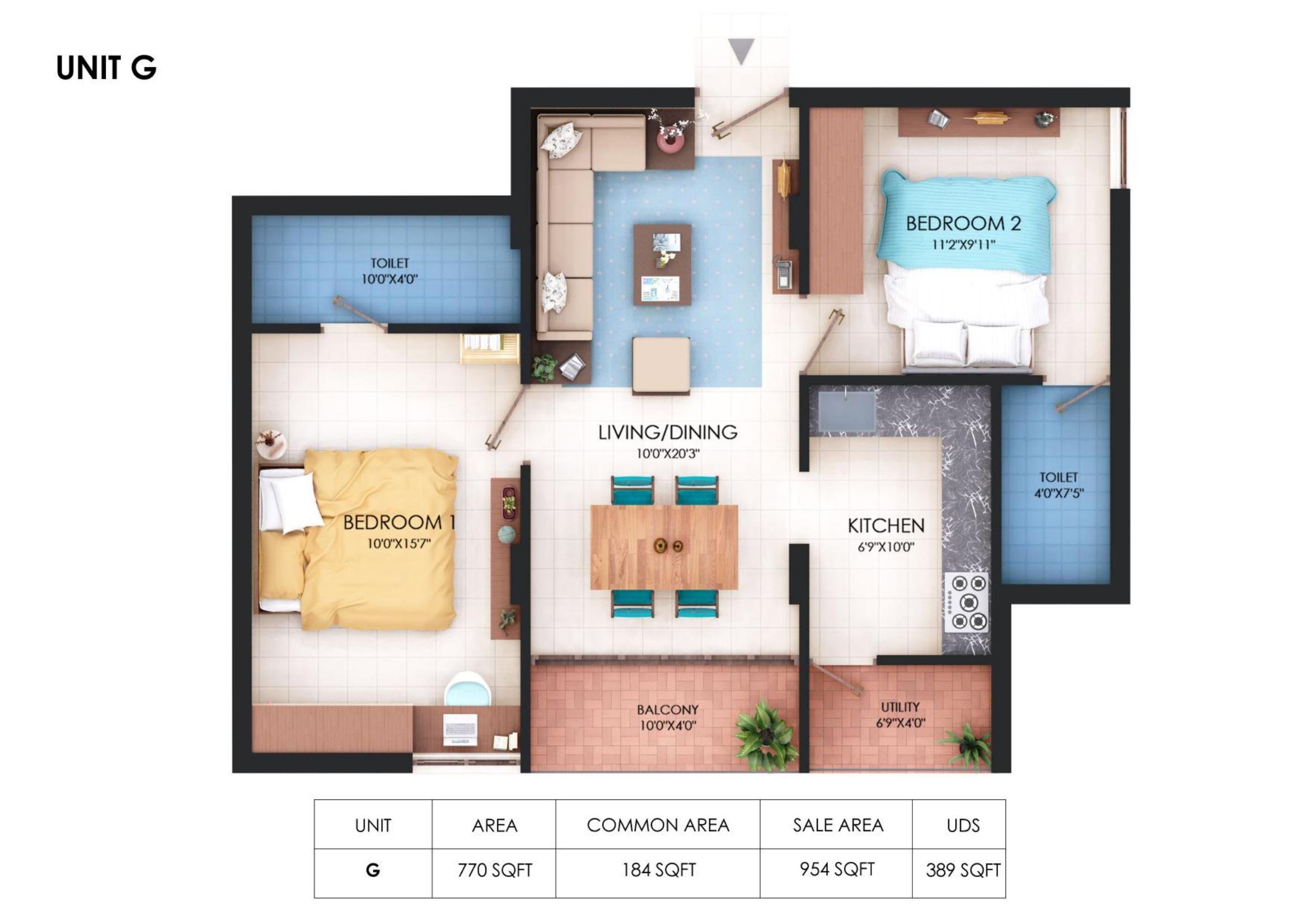 Chola Chandra Mallika, Unit G floor plan