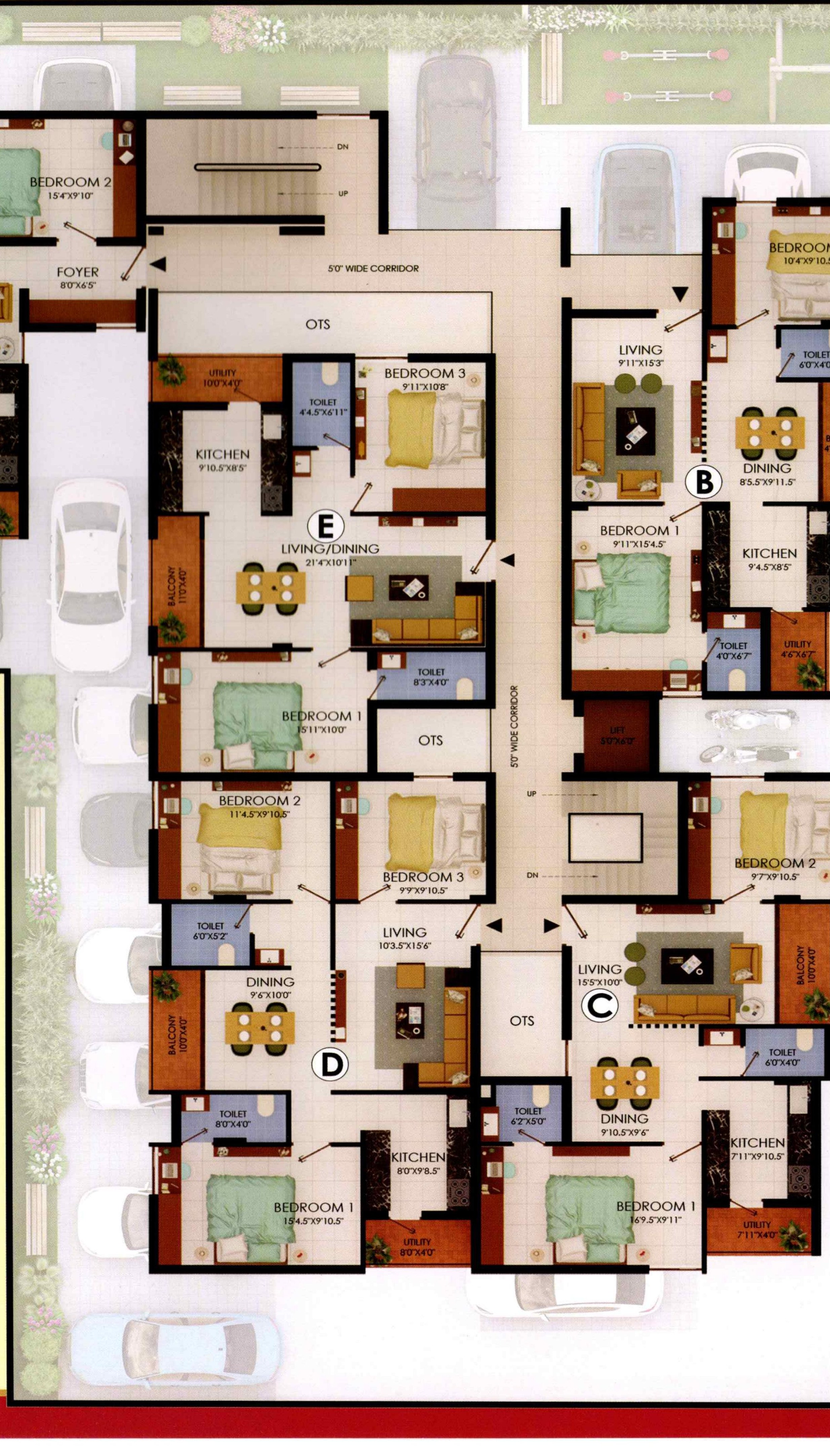 Chola Chona Emerald Flats, Typical floor plan floor plan