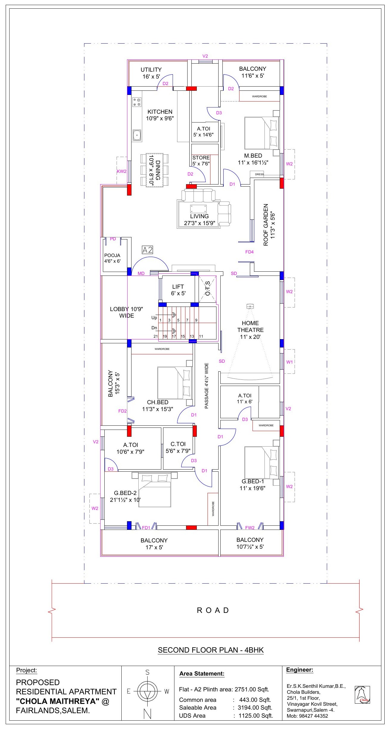 Chola Maitreya, 4 BHK, the whole floor floor plan