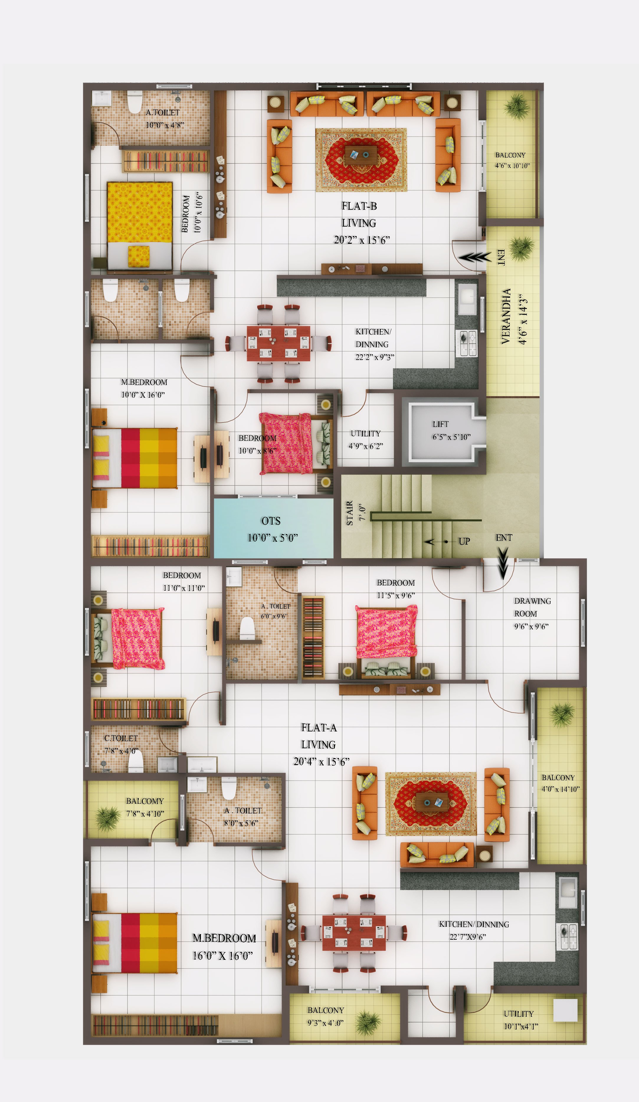 CRT Shanmuga, Typical floor plan floor plan